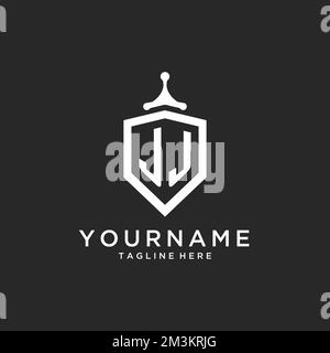 JJ monogram logo initial with shield guard shape design ideas Stock Vector