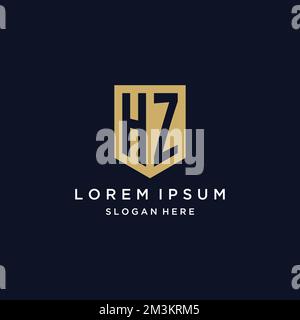 HZ monogram initials logo design with shield icon template Stock Vector