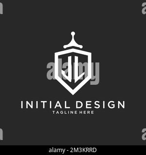 JL monogram logo initial with shield guard shape design ideas Stock Vector