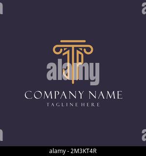 JP monogram initials design for law firm, lawyer, law office with pillar style ideas Stock Vector
