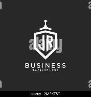 JR monogram logo initial with shield guard shape design ideas Stock Vector