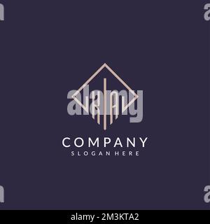 KA initial monogram logo with rectangle style design ideas Stock Vector