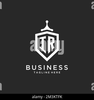 IR monogram logo initial with shield guard shape design ideas Stock Vector