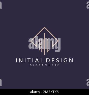 KL initial monogram logo with rectangle style design ideas Stock Vector