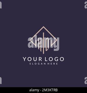 KO initial monogram logo with rectangle style design ideas Stock Vector