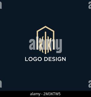 KK initial monogram logo with hexagonal shape style, real estate logo design ideas inspiration vector Stock Vector