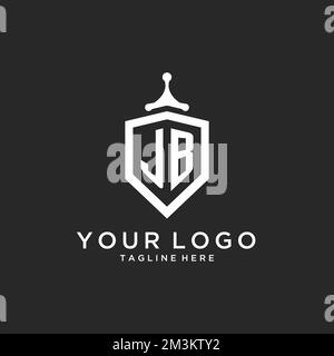 JB monogram logo initial with shield guard shape design ideas Stock Vector