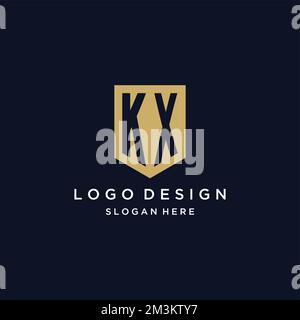 KX monogram initials logo design with shield icon template Stock Vector