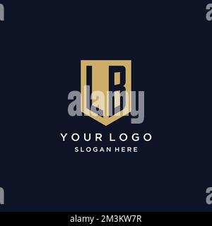 LB monogram initials logo design with shield icon template Stock Vector