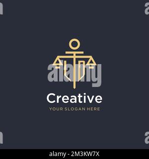 LD initial with scale of justice logo design template, luxury law and ...