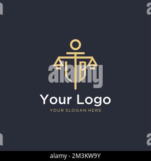 LB initial monogram logo with scale and pillar style design ideas Stock Vector