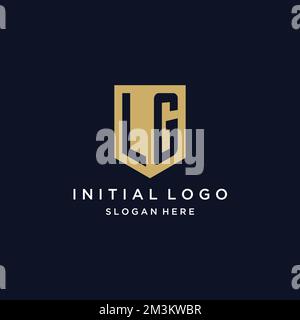 LG monogram initials logo design with shield icon template Stock Vector