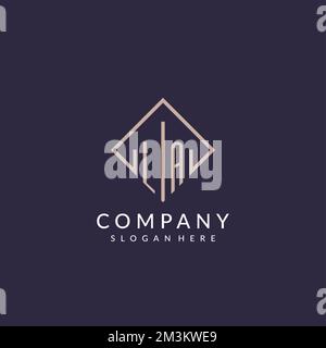 LA initial monogram logo with rectangle style design ideas Stock Vector