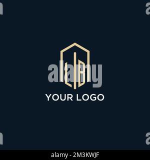 LB initial monogram logo with hexagonal shape style, real estate logo design ideas inspiration vector Stock Vector