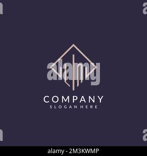 LN initial monogram logo with rectangle style design ideas Stock Vector