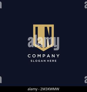 LN monogram initials logo design with shield icon template Stock Vector