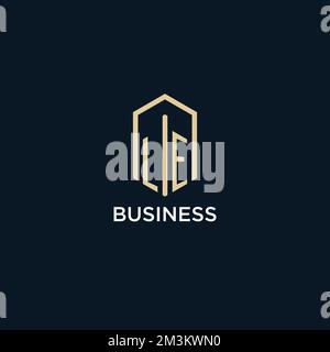 LE initial monogram logo with hexagonal shape and swoosh design ideas ...