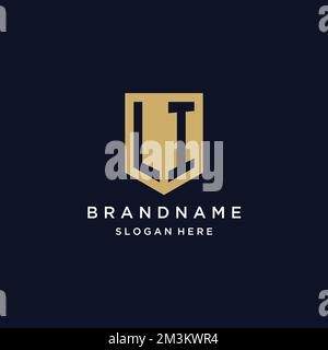 LI monogram initials logo design with shield icon template Stock Vector