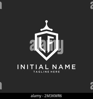 LF monogram logo initial with shield guard shape design ideas Stock Vector