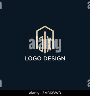 JX initial monogram logo with hexagonal shape style, real estate logo design ideas inspiration vector Stock Vector