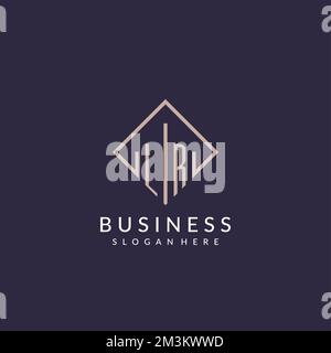 LR initial monogram logo with rectangle style design ideas Stock Vector