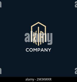 KA initial monogram logo with hexagonal shape style, real estate logo design ideas inspiration vector Stock Vector
