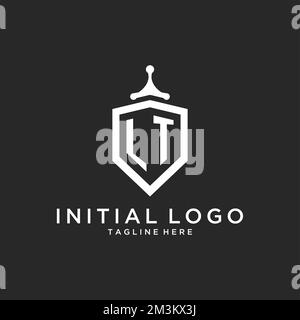 LT monogram logo initial with shield guard shape design ideas Stock Vector