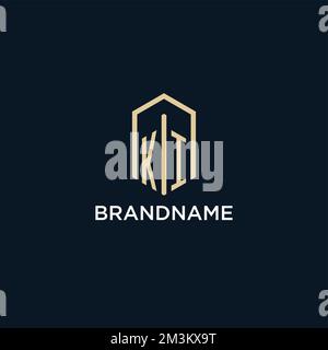 KI initial monogram logo with hexagonal shape style, real estate logo design ideas inspiration vector Stock Vector