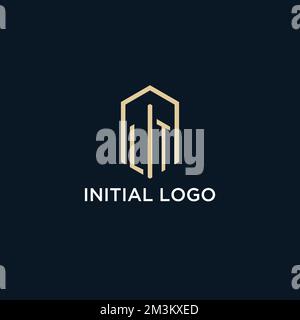 LT initial monogram logo with hexagonal shape style, real estate logo design ideas inspiration vector Stock Vector