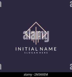 MF initial monogram logo with rectangle style design ideas Stock Vector