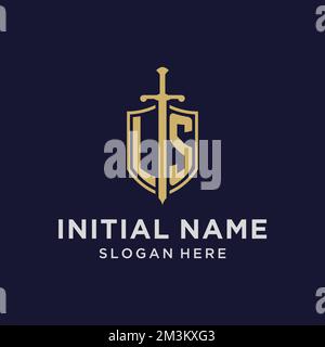 LS initial monogram logos with sword and shield shape design ideas ...