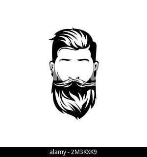 Barber shop modern logo design. Flat face vector illustration.EPS 10 Stock Vector