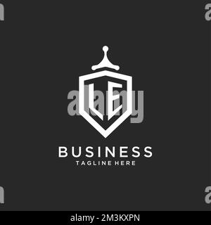 LE monogram logo initial with shield guard shape design ideas Stock Vector