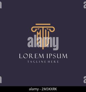 MU monogram initials design for law firm, lawyer, law office with pillar style ideas Stock Vector