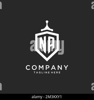 NA monogram logo initial with shield guard shape design ideas Stock Vector