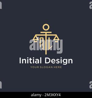 NL initial monogram logo with scale and pillar style design ideas Stock Vector