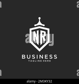 NR monogram logo initial with shield guard shape design ideas Stock Vector