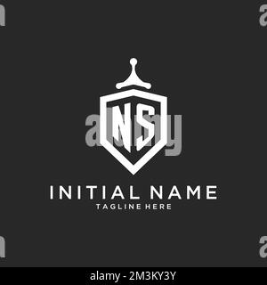 NS monogram logo initial with shield guard shape design ideas Stock Vector