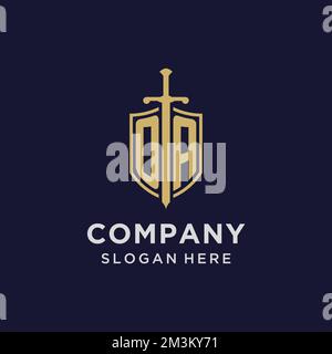 OA initial monogram logos with sword and shield shape design ideas ...