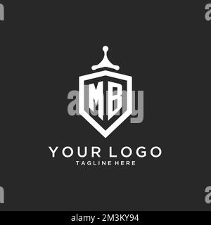 MB monogram logo initial with shield guard shape design ideas Stock Vector