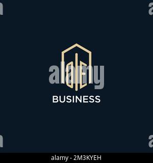 OE initial monogram logo with hexagonal shape style, real estate logo design ideas inspiration vector Stock Vector