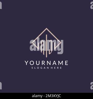 NJ initial monogram logo with rectangle style design ideas Stock Vector