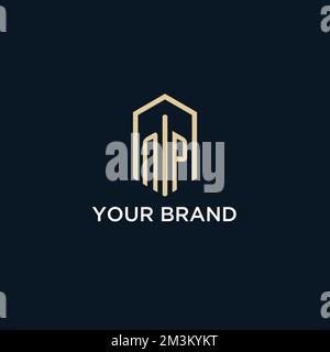 NP initial monogram logo with hexagonal shape style, real estate logo design ideas inspiration vector Stock Vector