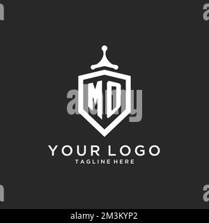 MO monogram logo initial with shield guard shape design ideas Stock Vector