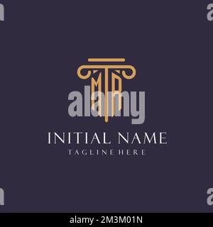 MR monogram initials design for law firm, lawyer, law office with pillar style ideas Stock Vector