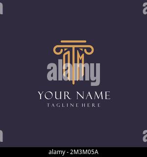 NM monogram initials design for law firm, lawyer, law office with pillar style ideas Stock Vector