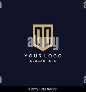 OO monogram initials logo design with shield icon template Stock Vector