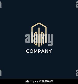 OA initial monogram logo with hexagonal shape style, real estate logo design ideas inspiration vector Stock Vector