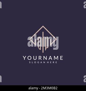 OW initial monogram logo with rectangle style design ideas Stock Vector