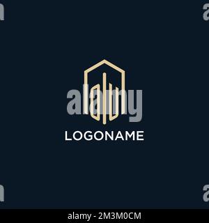 OU initial monogram logo with hexagonal shape style, real estate logo design ideas inspiration vector Stock Vector